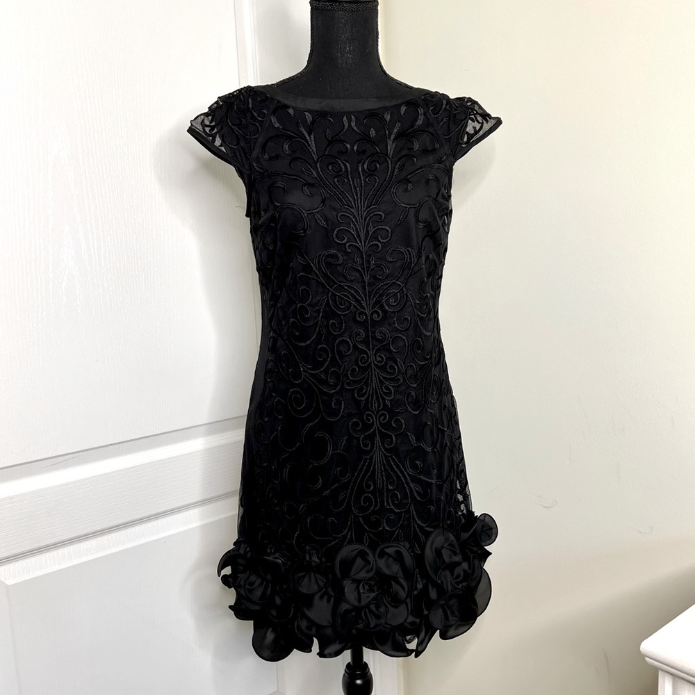 Black dress with ruffle detail
